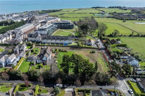 Malahide from the air, with fields and the sea behind