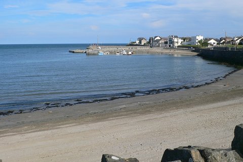 Rush harbour and the beach on a calm day