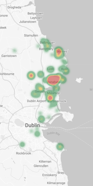 C&N Cleaning heatmap of services in Dublin